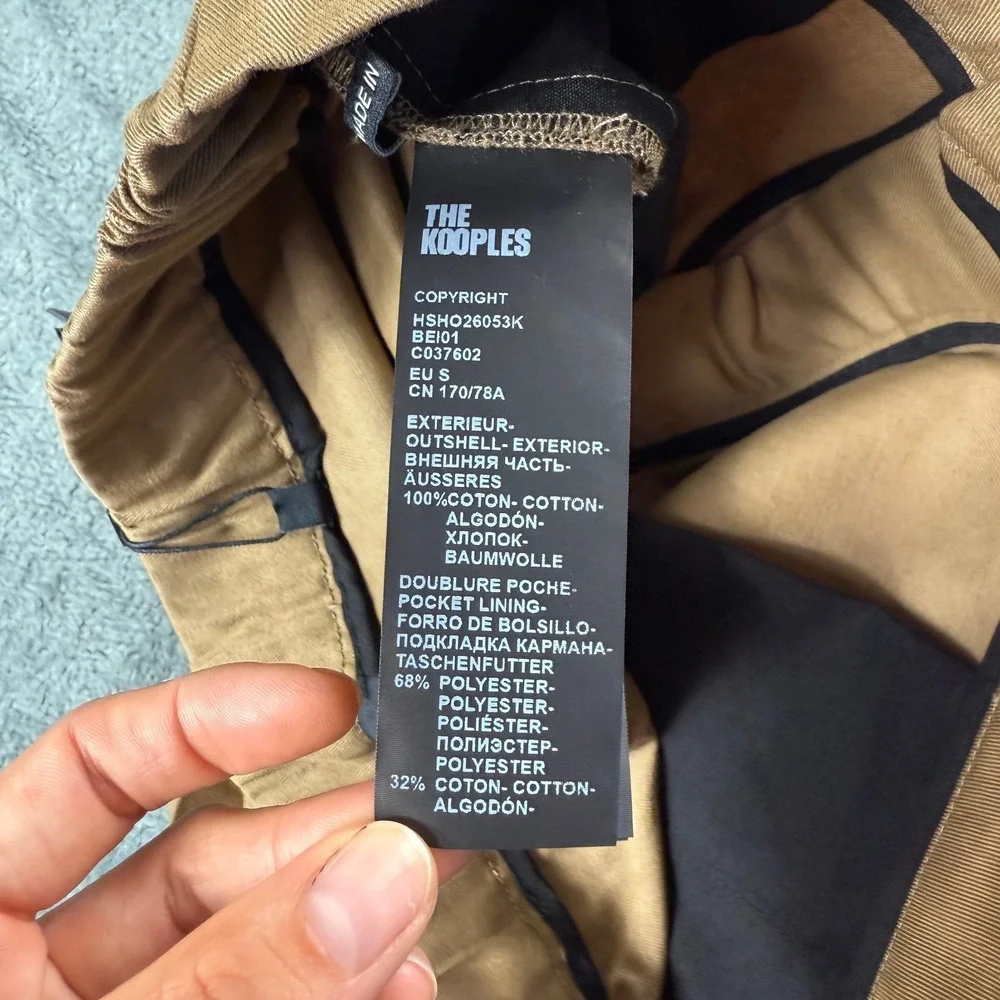 The Kooples Tan Cotton Blend Tailored‎ Shorts Size S Elastic Waist Pockets